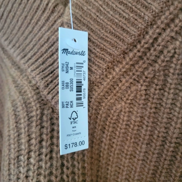 New Madewell (Re)sourced Cashmere V-Neck Pullover Sweater - Picture 3 of 4